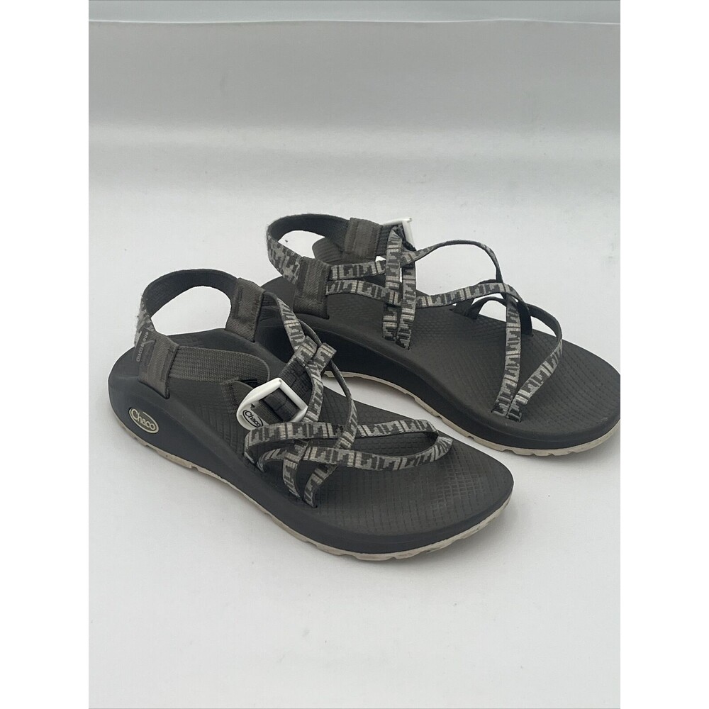 Chaco Womens Sz 9 Woman’s ZX/1 Cloud Sandal Gray White Geometric GUC